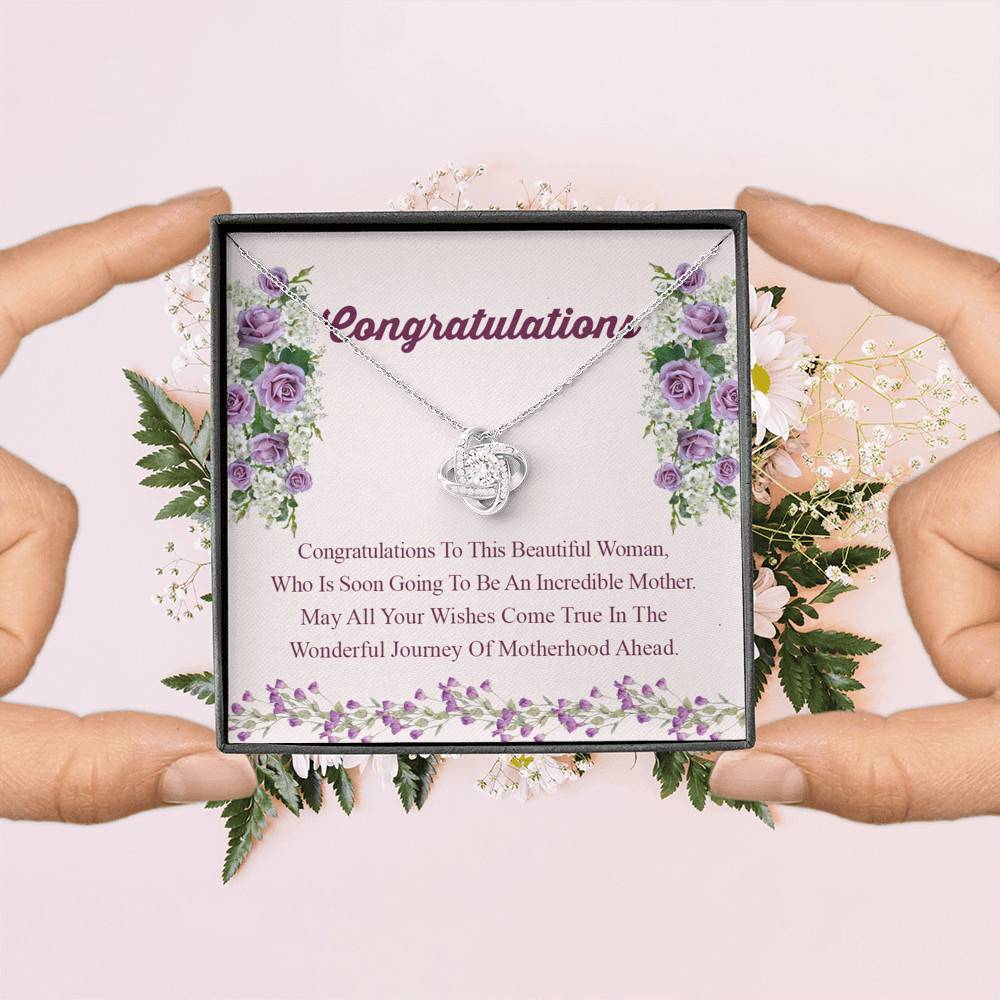 Congratulations Wonderful Journey Of Motherhood Ahead Mama To Be Love Knot Necklace - Mom To Be Gifts