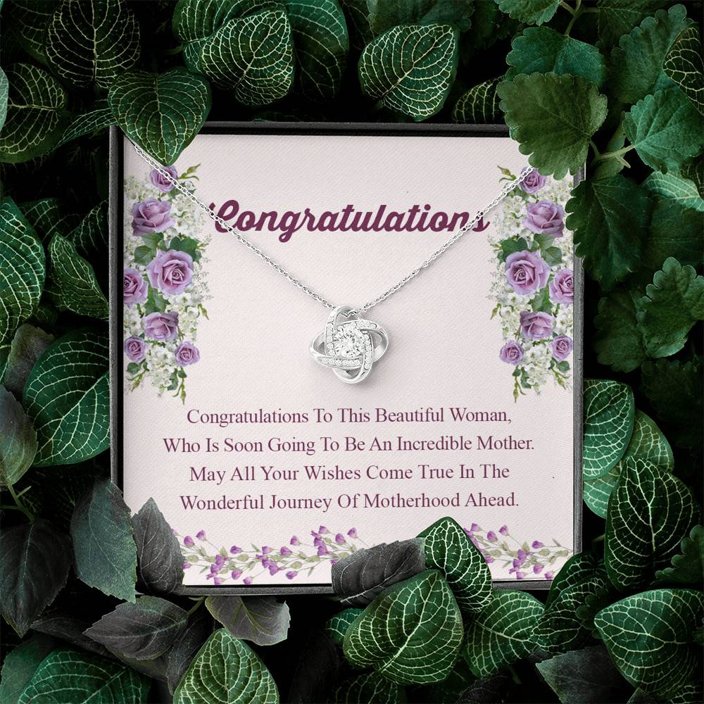Congratulations Wonderful Journey Of Motherhood Ahead Mama To Be Love Knot Necklace - Mom To Be Gifts