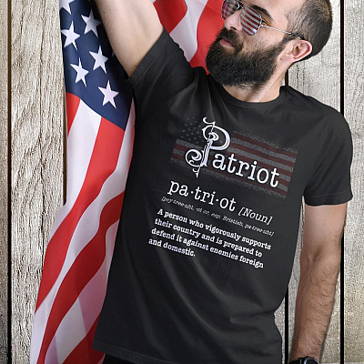 Alternative view of Patriot A Person Who Is Vigorously Supports Their Country American Patriotic T-Shirt-Patriot Definition Shirt