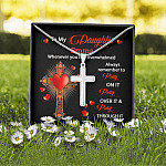 Personalized Name To My Daughter Whenever You Feel Overwhelmed Remember To Pray On It Cross Pendant Necklace