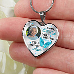 Personalized Photo I Will Carry You Till I See You Again Heart Pendant Necklace