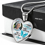 Personalized Photo I Will Carry You Till I See You Again Heart Pendant Necklace