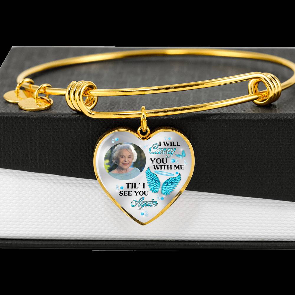 Personalized Photo I Will Carry You Till I See You Again Heart Pendant Necklace Personalized Photo I Will Carry You Till I See You Again Heart Pendant Necklace