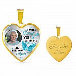 Personalized Photo I Will Carry You Till I See You Again Heart Pendant Necklace