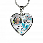 Personalized Photo I Will Carry You Till I See You Again Heart Pendant Necklace