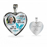 Personalized Photo I Will Carry You Till I See You Again Heart Pendant Necklace