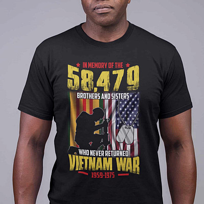 In Memory 1959 to 1975 58,479 Brothers and Sisters Who Never Returned Vietnam War T-Shirt - V-Neck Shirt