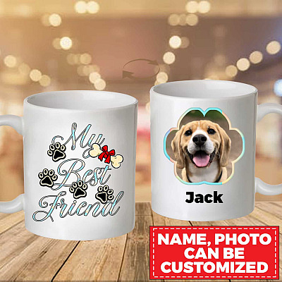 Personalized Photo My Best Friend Pet Double-Sided Ceramic Coffee Mug - Beer Stein - Water Bottle