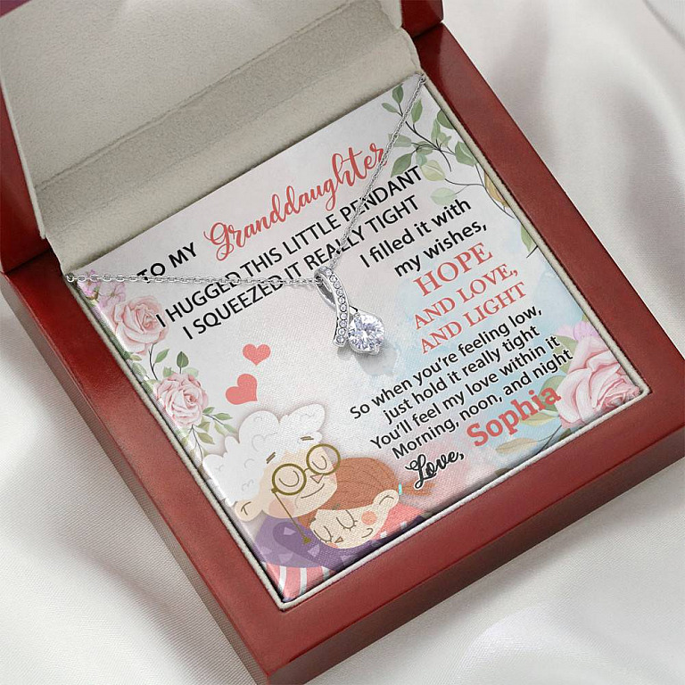 Personalized Name To My Granddaughter I Hugged This Little Pendant Alluring Pendant Necklace
