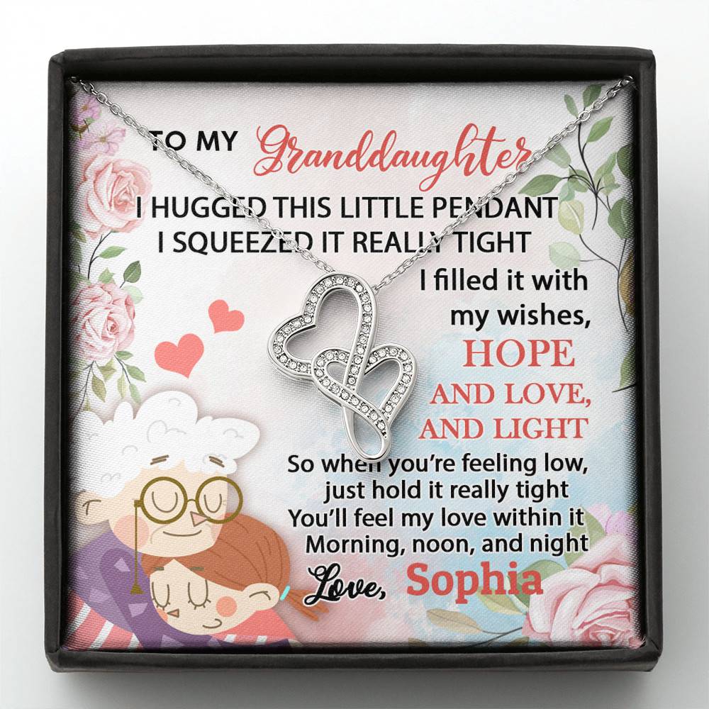 Personalized Name To My Granddaughter I Hugged This Little Pendant Double Hearts Necklace Pendant Necklace - Double Hearts Necklace Personalized Name To My Granddaughter I Hugged This Little Pendant Double Hearts Necklace Pendant Necklace - Double Hearts Necklace