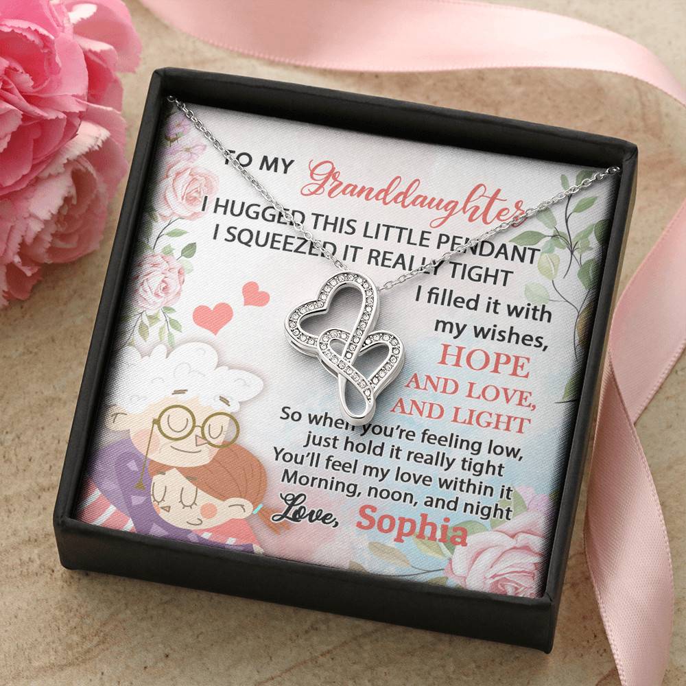 Personalized Name To My Granddaughter I Hugged This Little Pendant Double Hearts Necklace Pendant Necklace Personalized Name To My Granddaughter I Hugged This Little Pendant Double Hearts Necklace Pendant Necklace