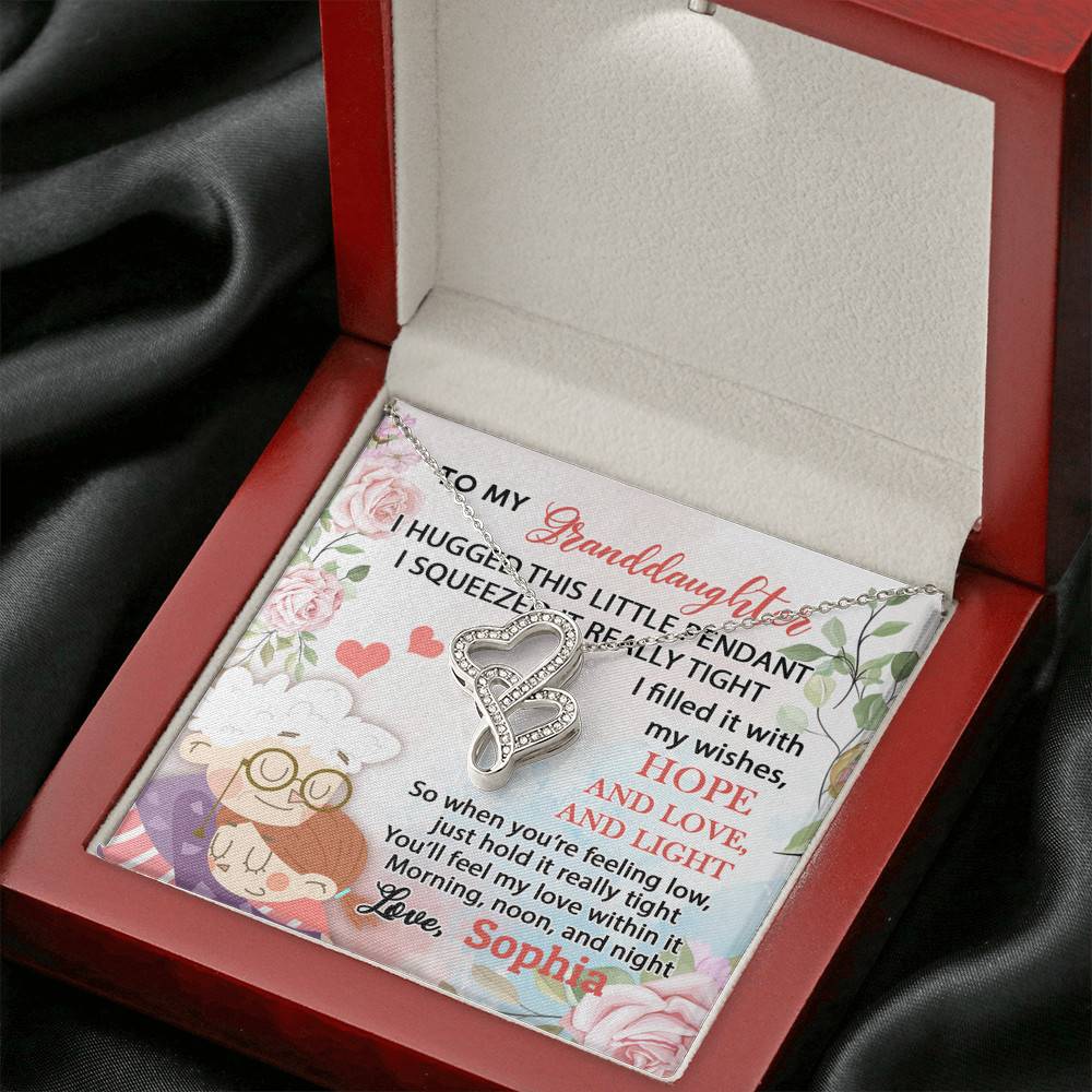 Personalized Name To My Granddaughter I Hugged This Little Pendant Double Hearts Necklace Pendant Necklace Personalized Name To My Granddaughter I Hugged This Little Pendant Double Hearts Necklace Pendant Necklace