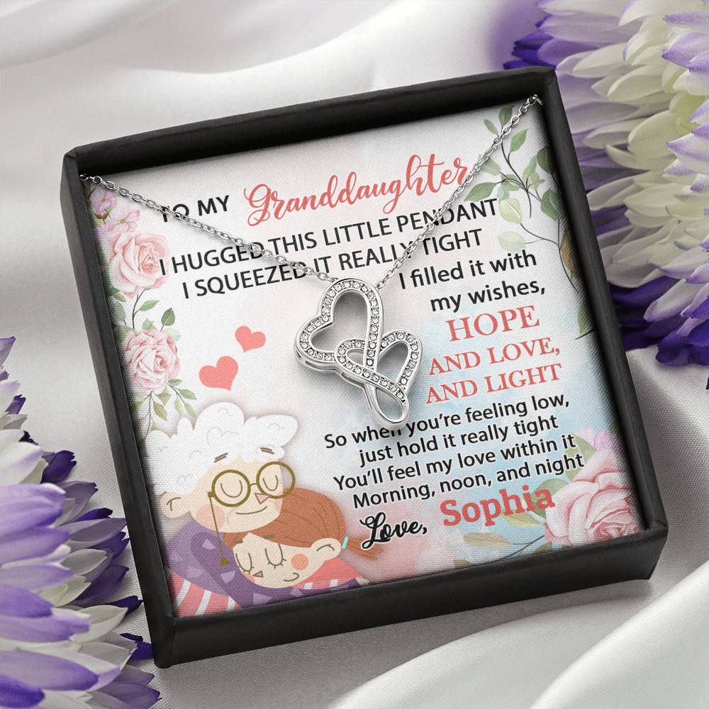 Personalized Name To My Granddaughter I Hugged This Little Pendant Double Hearts Necklace Pendant Necklace Personalized Name To My Granddaughter I Hugged This Little Pendant Double Hearts Necklace Pendant Necklace