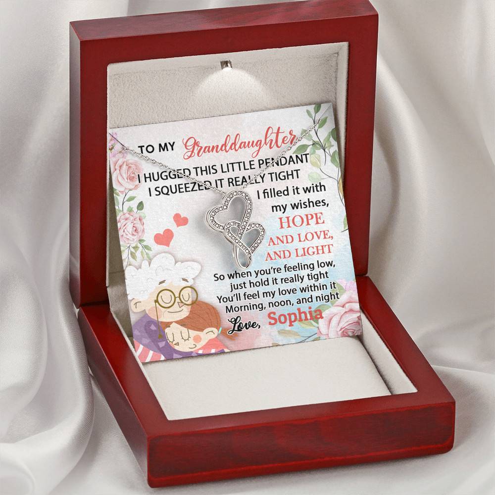 Personalized Name To My Granddaughter I Hugged This Little Pendant Double Hearts Necklace Pendant Necklace Personalized Name To My Granddaughter I Hugged This Little Pendant Double Hearts Necklace Pendant Necklace