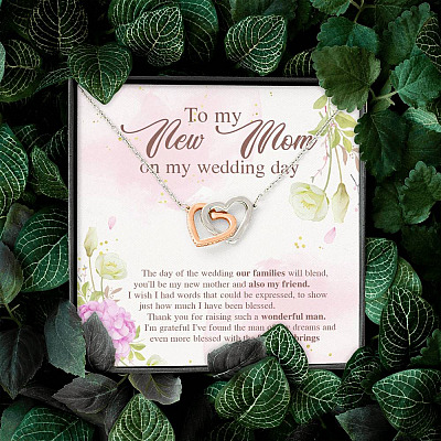To My New Mom On My Wedding Day The Day Of The Wedding Our Families Will Blend Interlocking Hearts Pendant Necklace