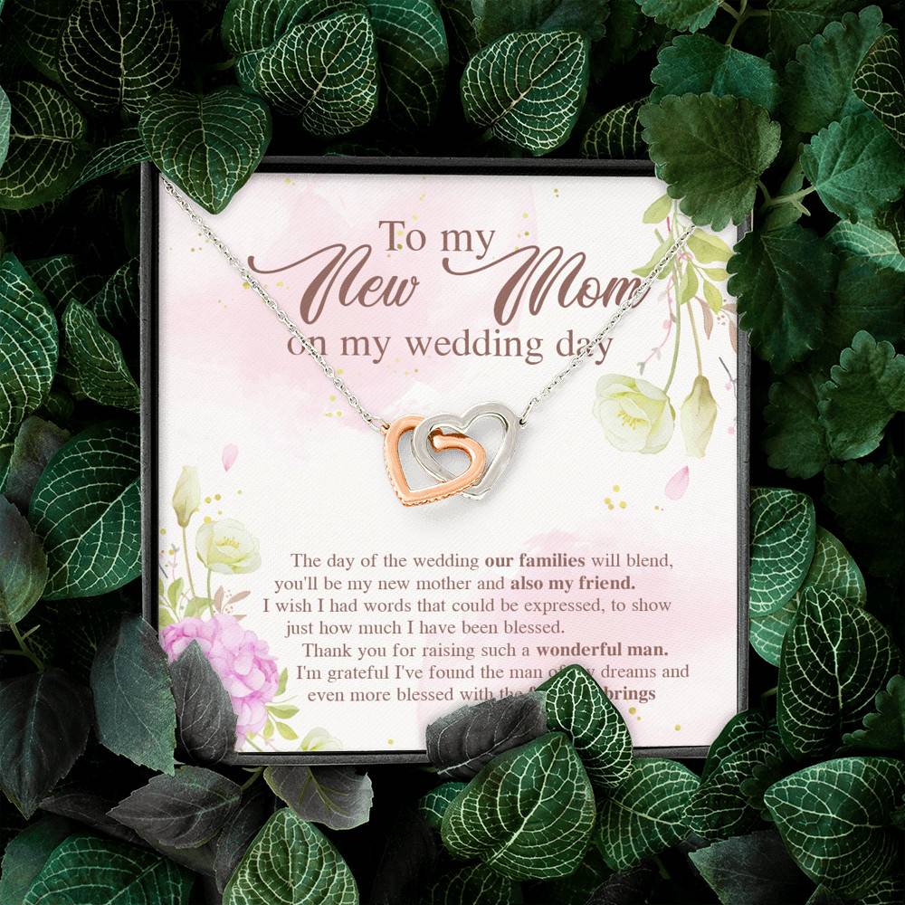 To My New Mom On My Wedding Day The Day Of The Wedding Our Families Will Blend Interlocking Hearts Pendant Necklace To My New Mom On My Wedding Day The Day Of The Wedding Our Families Will Blend Interlocking Hearts Pendant Necklace