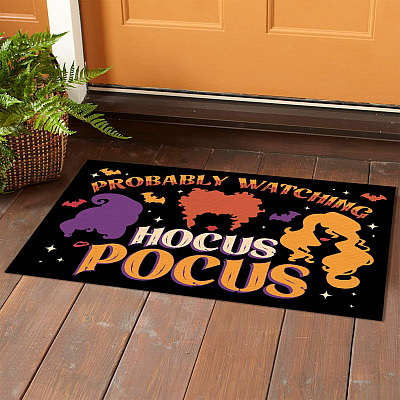 Alternative view of Probably Watching Hocus Pocus Funny Indoor Outdoor Doormat - Funny Halloween Mat