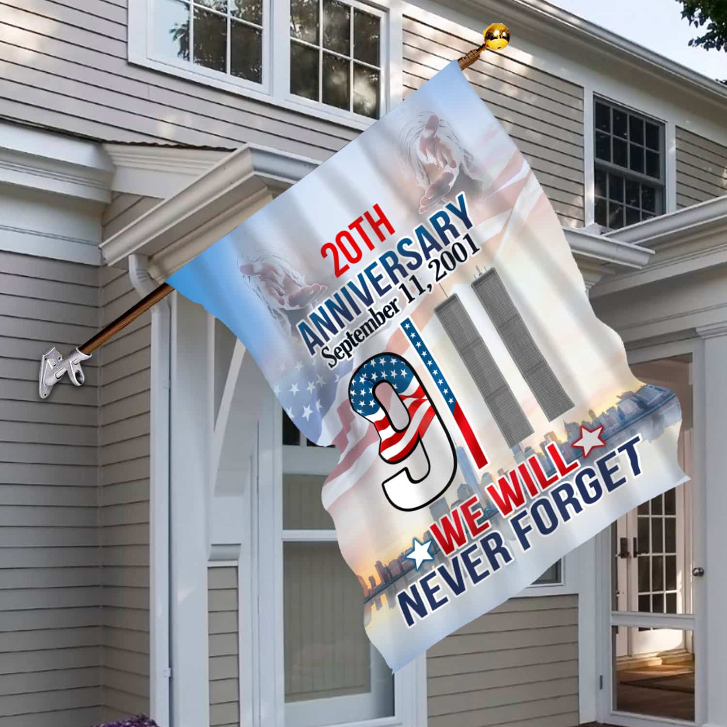 3VT. We Will Never Forget House Flag Mockup 6