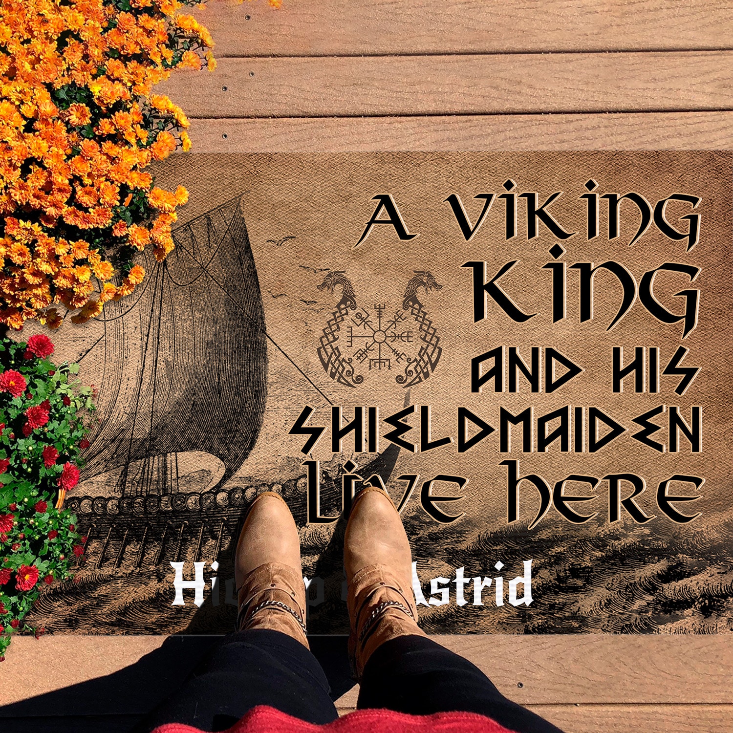 4KT. A Viking And His Shieldmaiden (Sample Design) Doormat mockup 7