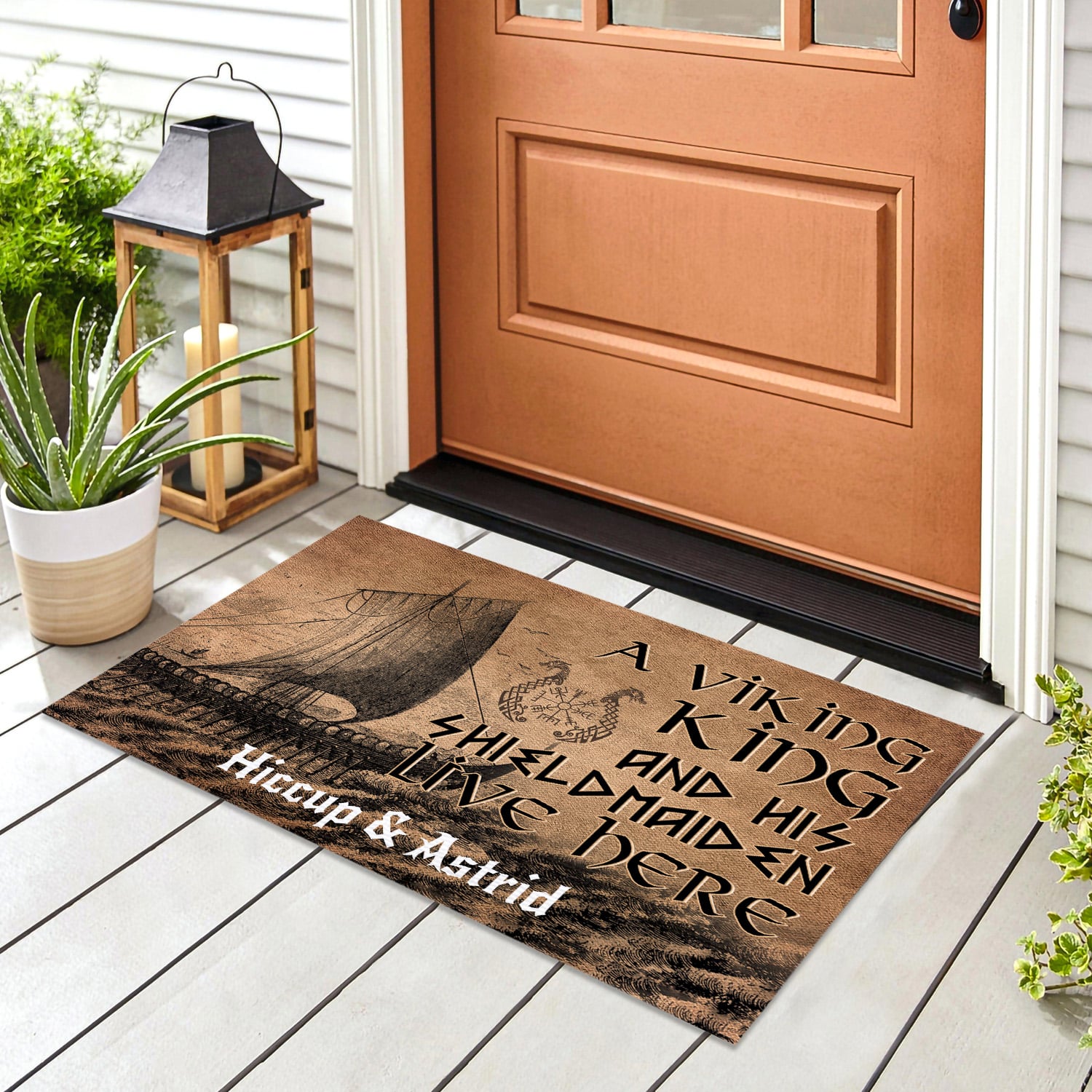 4KT. A Viking And His Shieldmaiden (Sample Design) Doormat mockup 8