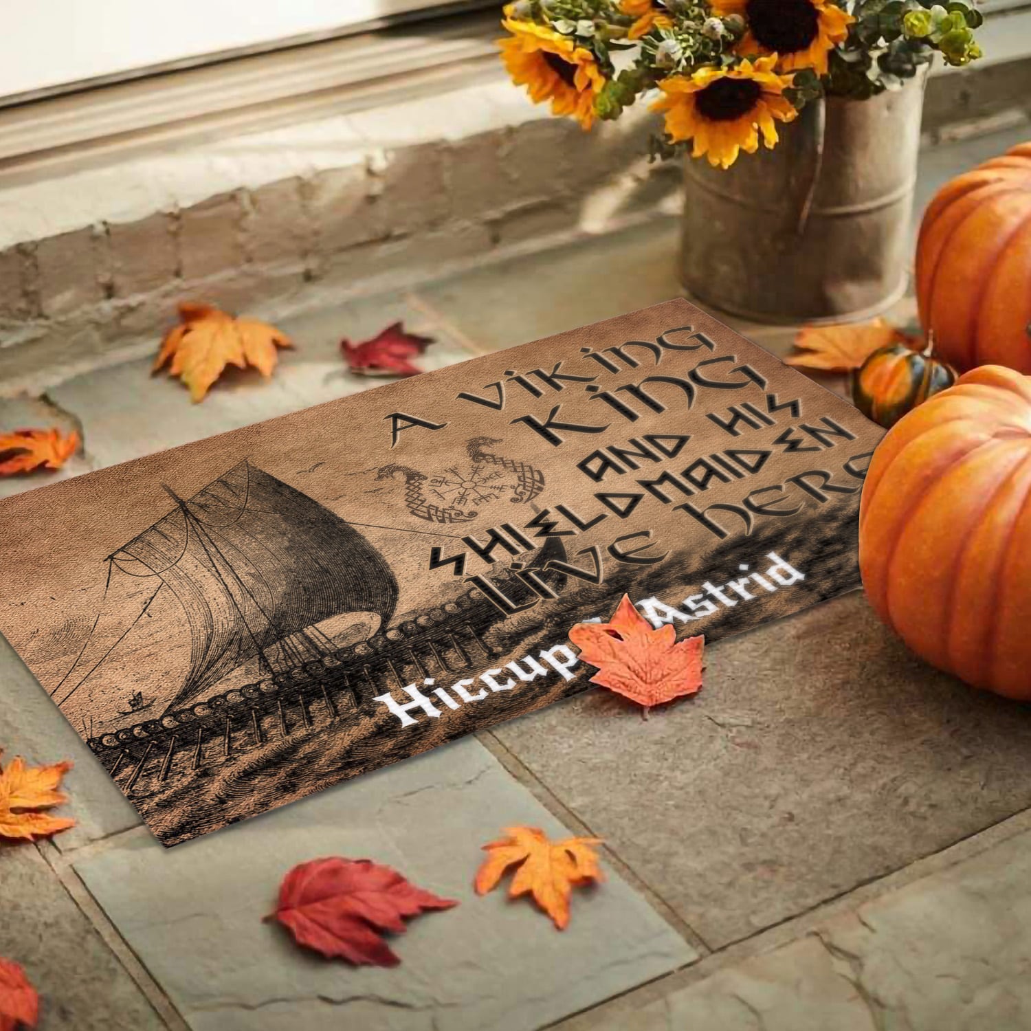 4KT. A Viking And His Shieldmaiden (Sample Design) Doormat mockup 9