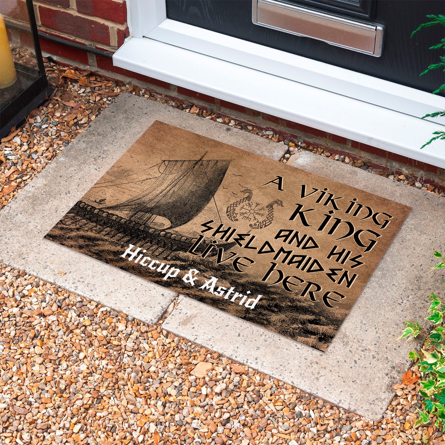 4KT. A Viking And His Shieldmaiden (Sample Design) Doormat mockup 10