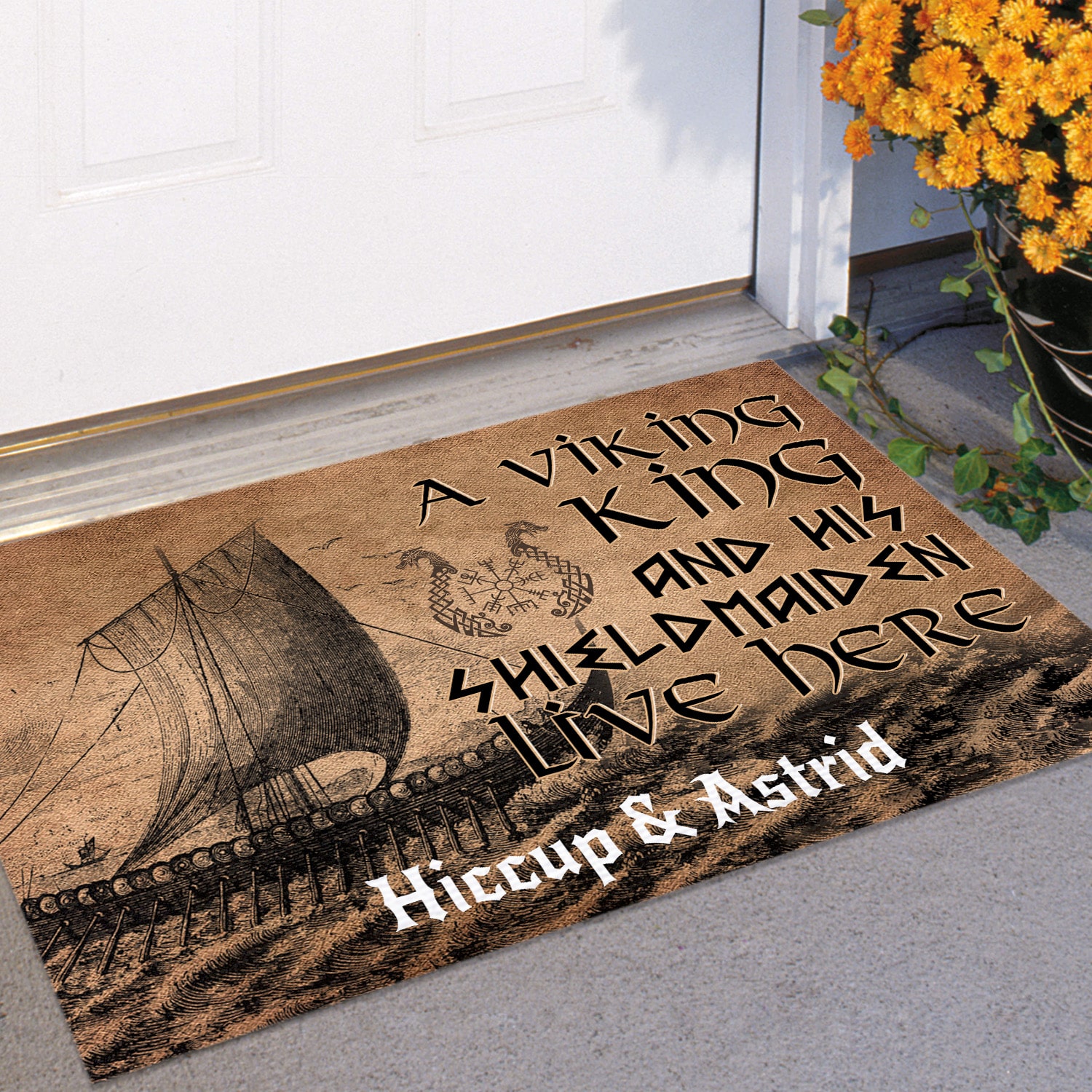 4KT. A Viking And His Shieldmaiden (Sample Design) Doormat mockup 11