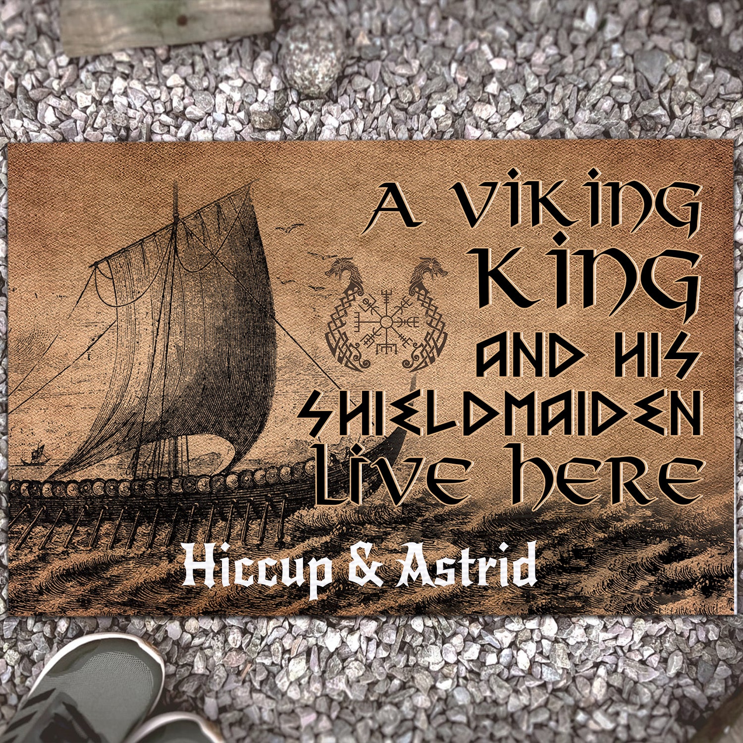 4KT. A Viking And His Shieldmaiden (Sample Design) Doormat mockup 13