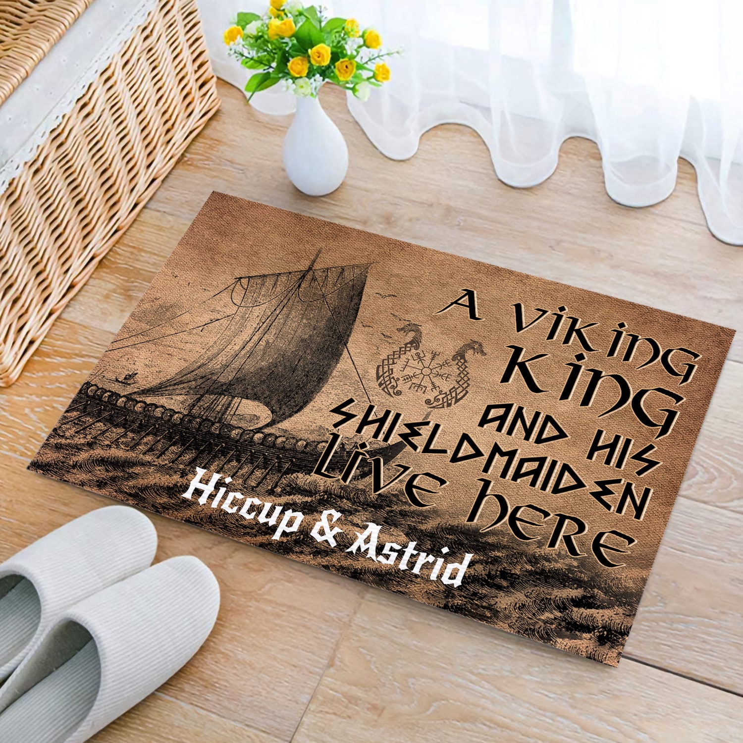 4KT. A Viking And His Shieldmaiden (Sample Design) Doormat mockup 2