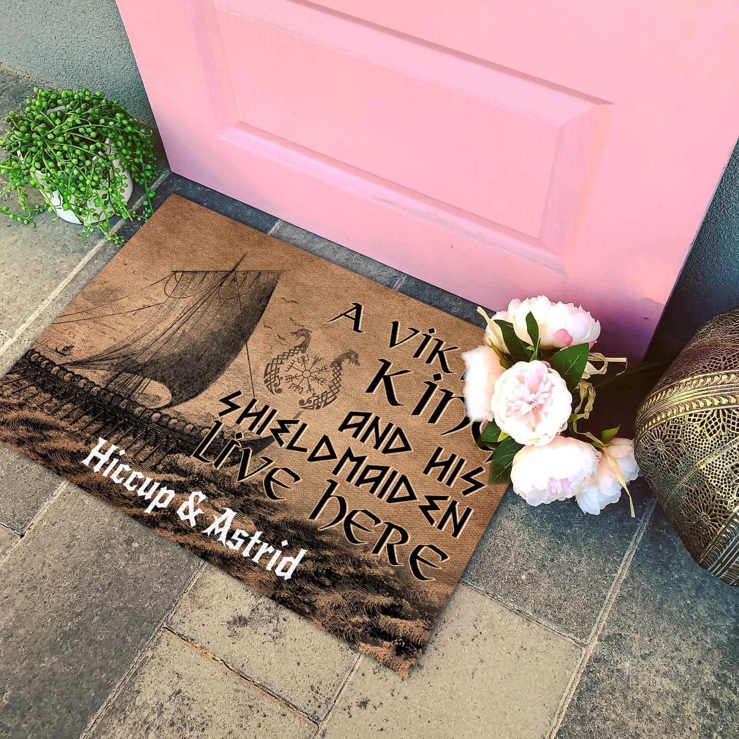 4KT. A Viking And His Shieldmaiden (Sample Design) Doormat mockup 4