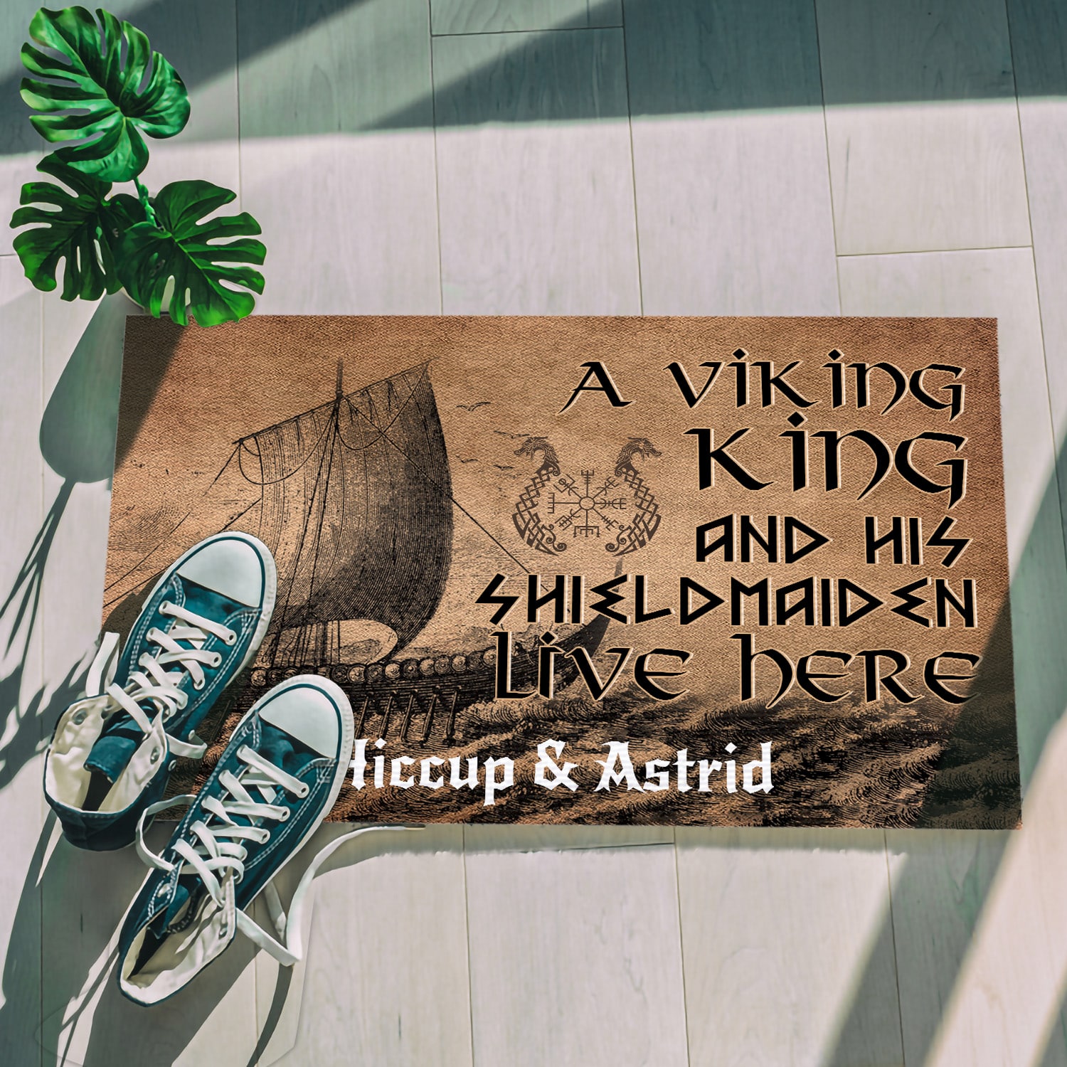 4KT. A Viking And His Shieldmaiden (Sample Design) Doormat mockup 5
