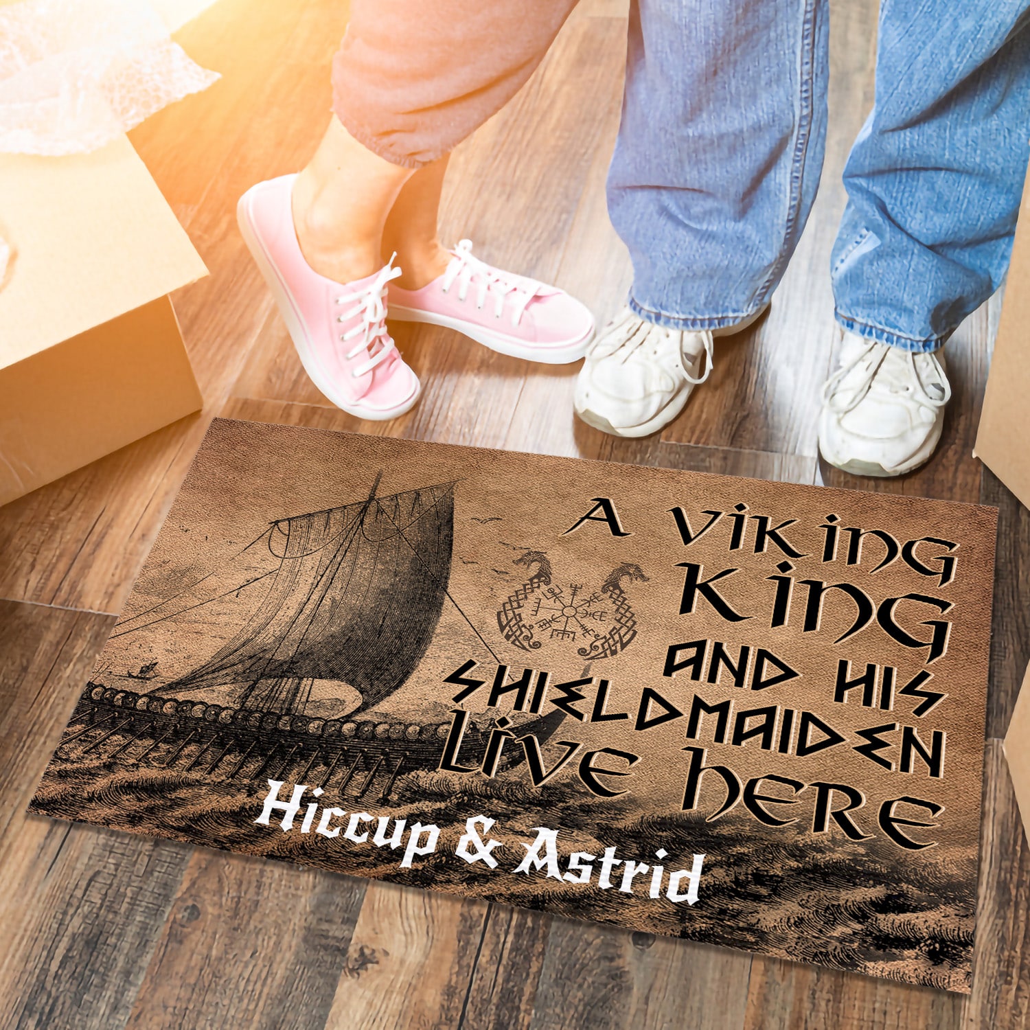 4KT. A Viking And His Shieldmaiden (Sample Design) Doormat mockup 6
