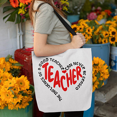 Alternative view of The Influence Of A Good Teacher Can Never Be Erased All Over Print Tote Bag – Tote Bag For Teacher