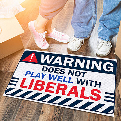 Alternative view of Warning Does Not Play Well with Liberals Funny Conservative Republican Entrance Outdoor Decorative Doormat