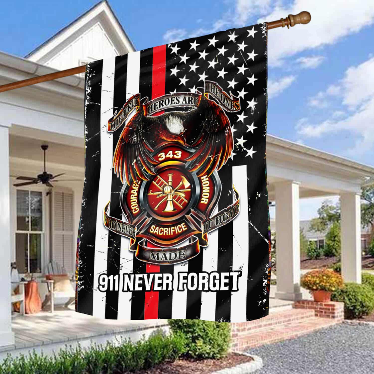 10HV. 343 Never Forget(side 1) House Flag Mockup 3