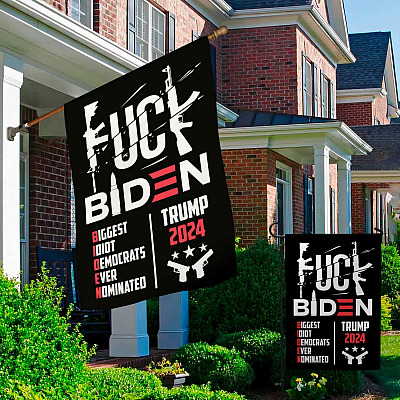 Alternative view of Pro Trump - Biden Is Not My President Garden Flag - Trump 2024 House Flag - Wall Flag
