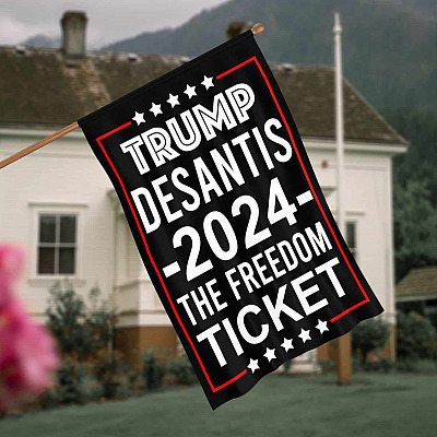 Alternative view of Trump DeSantis 2024 The Freedom Ticket Political Outdoor Garden Flag - House Flag