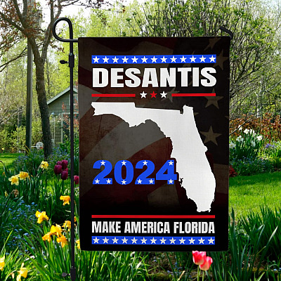 DeSantis 2024 Make America Florida Political Decorative Garden Flag - Indoor Outdoor Flag
