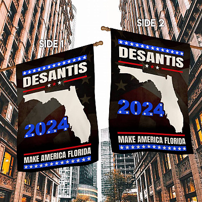 Alternative view of DeSantis 2024 Make America Florida Political Decorative Garden Flag - Indoor Outdoor Flag