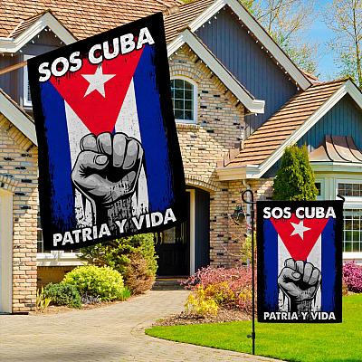 Alternative view of SOS Cuba Patria Y Vida Save Free Support Cubans Flag - Cuba National Garden Flag - House Flag - Wall Flag