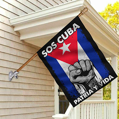 SOS Cuba Patria Y Vida Save Free Support Cubans Flag - Cuba National Garden Flag - House Flag - Wall Flag