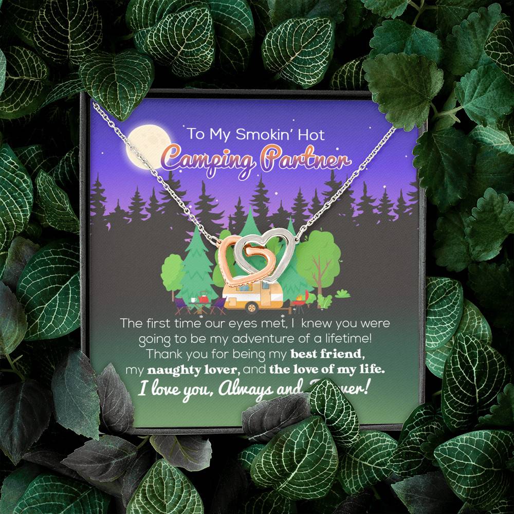 To My Smokin' Hot Camping Partner The Love Of My Life Interlocking Hearts Pendant Necklace - Camping Necklace To My Smokin' Hot Camping Partner The Love Of My Life Interlocking Hearts Pendant Necklace - Camping Necklace