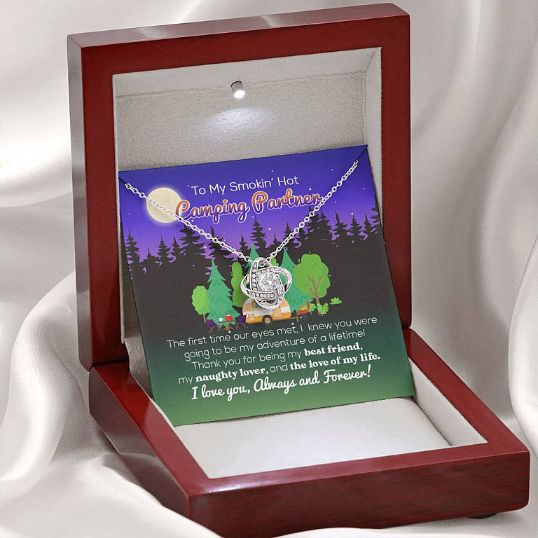 To My Smokin' Hot Camping Partner The Love Of My Life Love Knot Necklace - Camping Necklace For Women