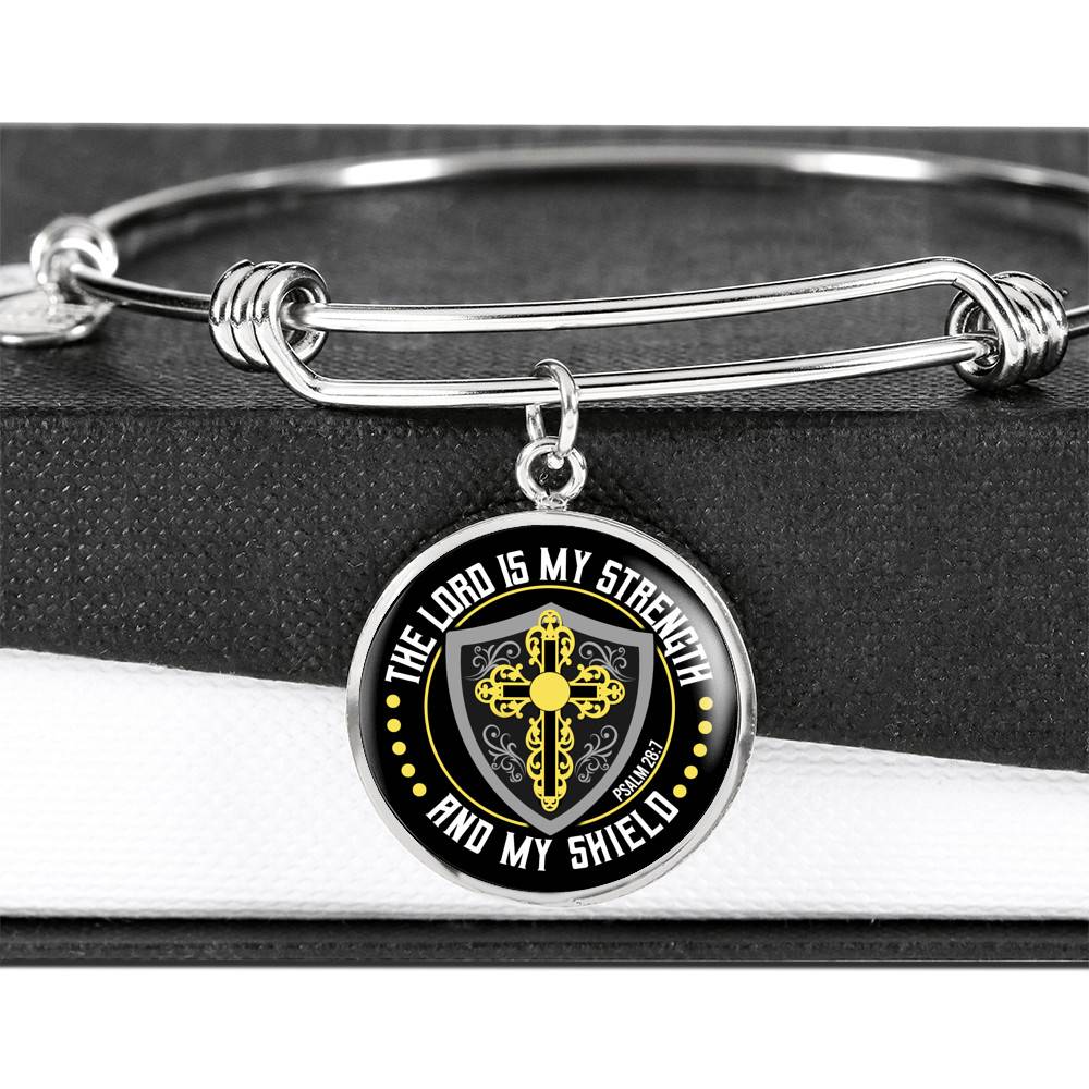 Cross the Lord Is My Strength and My Shield Christian Circle Pendant Necklace Cross the Lord Is My Strength and My Shield Christian Circle Pendant Necklace