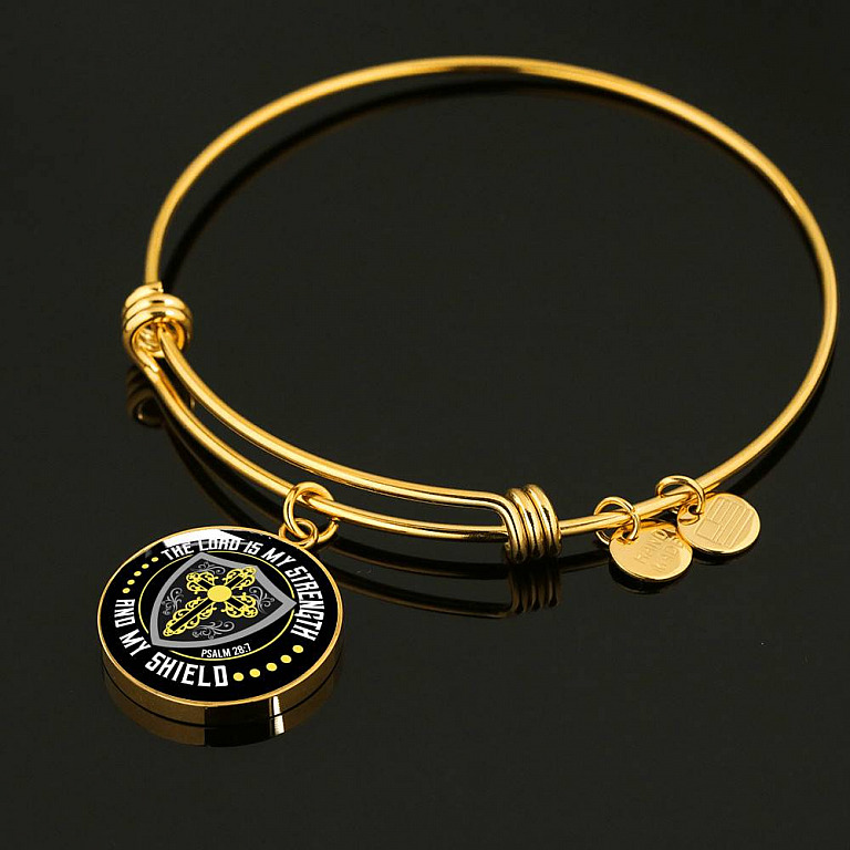 Cross the Lord Is My Strength and My Shield Christian Circle Pendant Necklace
