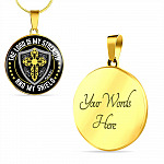 Cross the Lord Is My Strength and My Shield Christian Circle Pendant Necklace