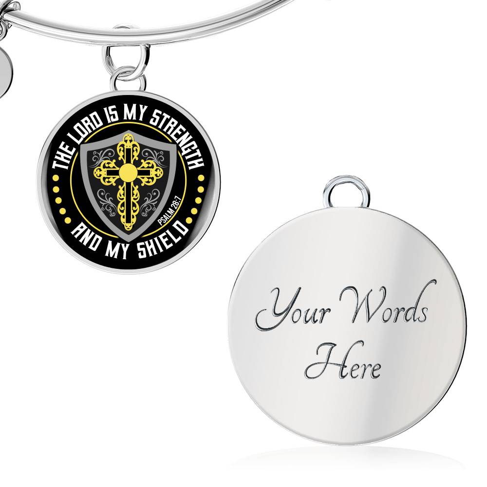 Cross the Lord Is My Strength and My Shield Christian Circle Pendant Necklace Cross the Lord Is My Strength and My Shield Christian Circle Pendant Necklace