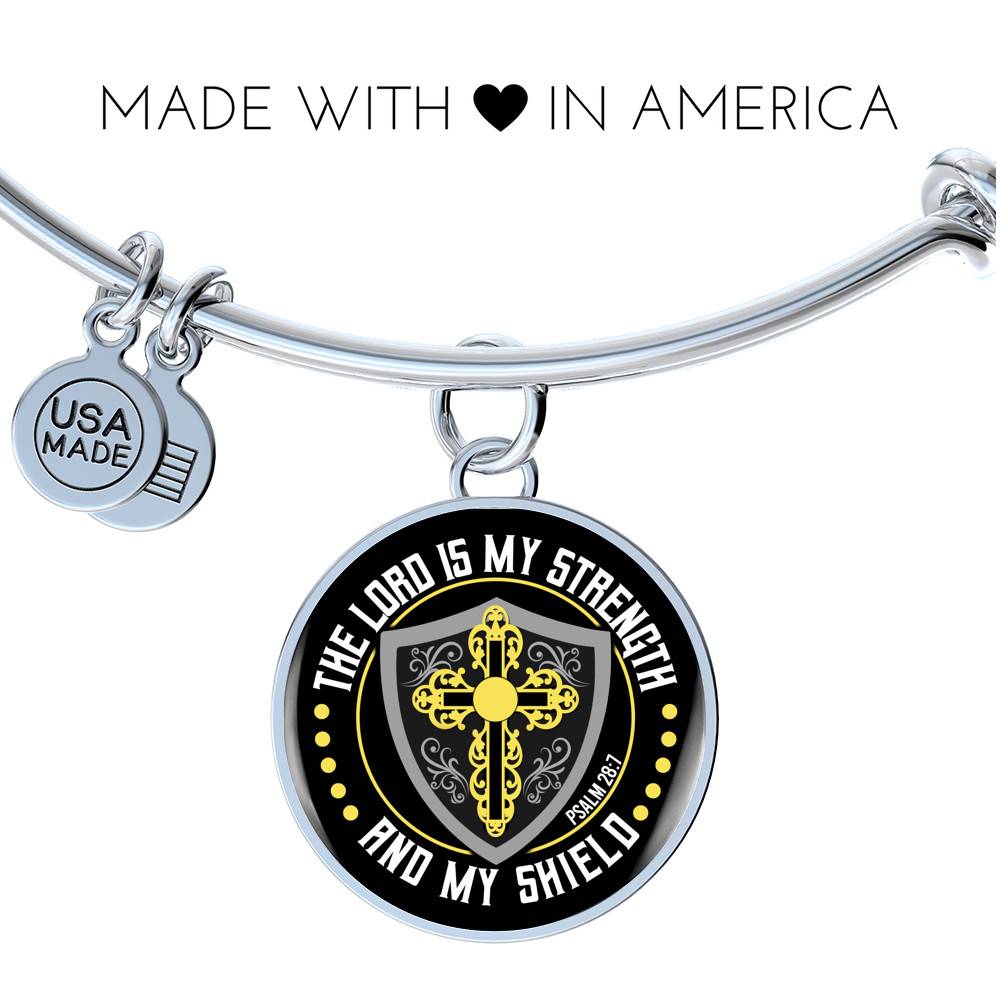 Cross the Lord Is My Strength and My Shield Christian Circle Pendant Necklace Cross the Lord Is My Strength and My Shield Christian Circle Pendant Necklace