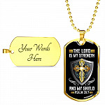 Cross the Lord Is My Strength and My Shield Christian Dog Tag Pendant Necklace