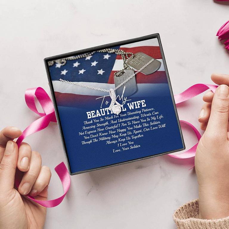 To My Beautiful Army Wife Thank You So Much For Your Unending Patience Alluring Beauty Necklace - Army Wife Gift